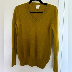 Olive Green Cashmere V Neck Sweater